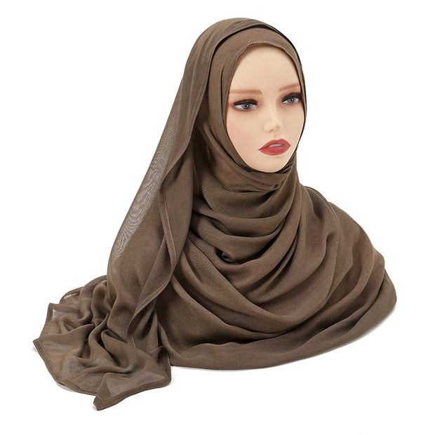 Muslim Hijabs Plain Shawls Soft Viscose Rayon Headscarf Islamic Turban