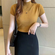 Turtleneck Knitted Blouse Shirt Women Tops
