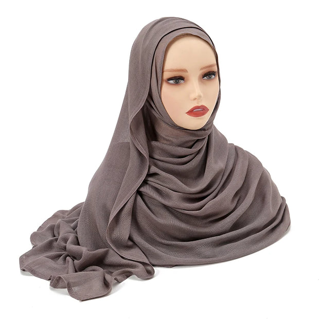 Muslim Hijabs Plain Shawls Soft Viscose Rayon Headscarf Islamic Turban