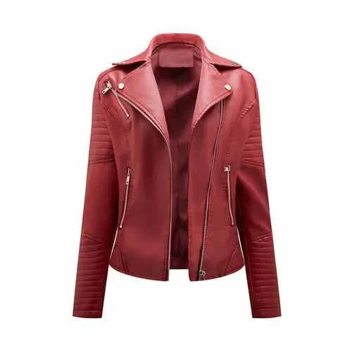 Leather Jacket Spring Autumn Zipper Casual Pu Coat Female Biker Outerwear