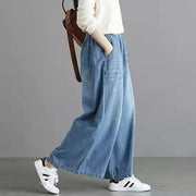 Wide leg Street Style Vintage High Waist Pockets ripped Jean