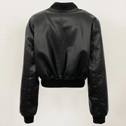 Leather Jackets Short Coat Tight Waist Y2k Streetwear Casual Jacket Zipper Outerwear