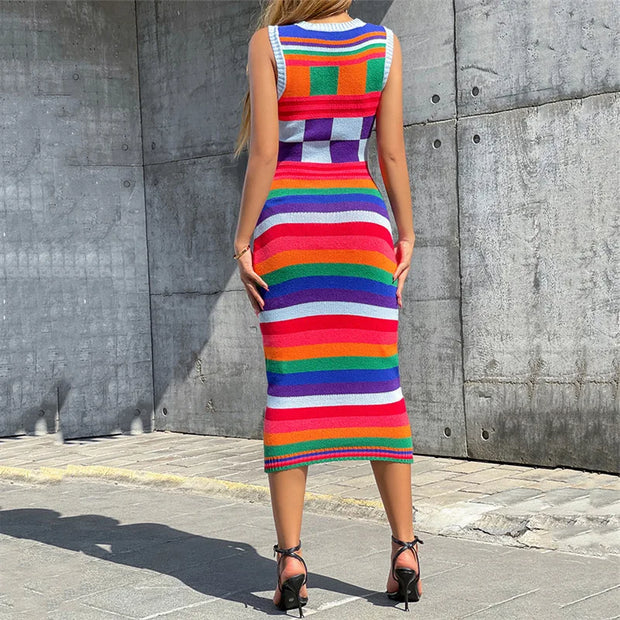 New fashionable sweater long slim fit wrapped buttocks knitted dress